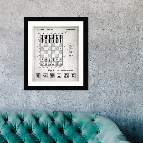 Oliver Gal 'Chess game and method 2000' Entertainment and Hobbies Framed Blueprint Wall Art - Black, White. Opens flyout.
