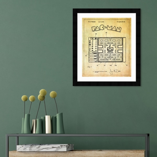 Oliver Gal 'Maze Based Game Screen 2003' Entertainment and Hobbies Framed Blueprint Wall Art - Yellow, Black