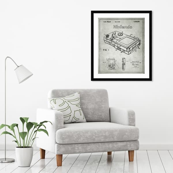 Oliver Gal Gameboy 1993 Gray Framed Blueprint Wall Art Overstock 28756168