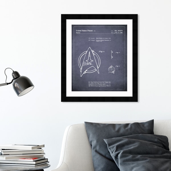 Oliver Gal 'Starfleet Insignia 1981' Movies and TV Framed Blueprint Wall Art - Blue, White