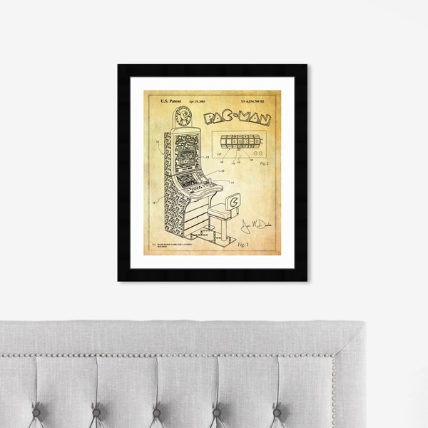 Oliver Gal 'Maze Based Game 2003' Entertainment and Hobbies Framed Blueprint Wall Art - Yellow, Black