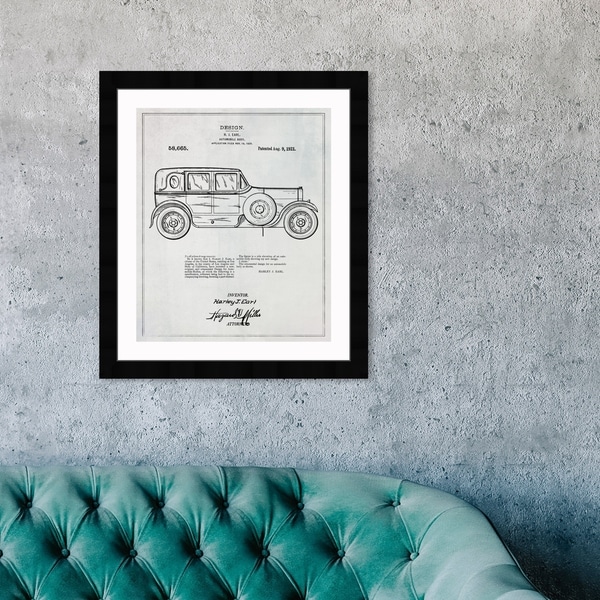 Oliver Gal 'Harley Automobile Body 1921' Transportation Framed Blueprint Wall Art - Black, White