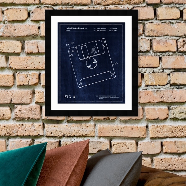 Oliver Gal '1B00137 Floppy' Entertainment and Hobbies Framed Blueprint Wall Art - Blue, White