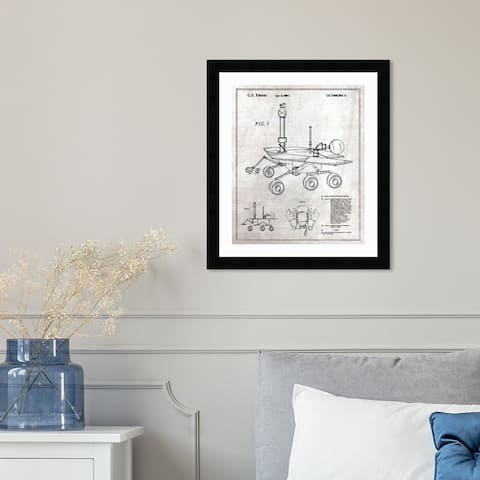 Oliver Gal 'Mars Exploration Rover Athena 2004' Astronomy and Space Framed Blueprint Wall Art - Black, White