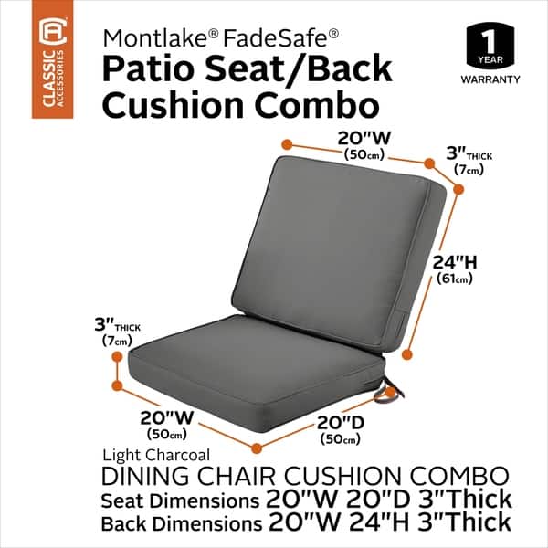 Montlake FadeSafe Patio Chair Cushion - 3 Thick , 44L x 20W x 3