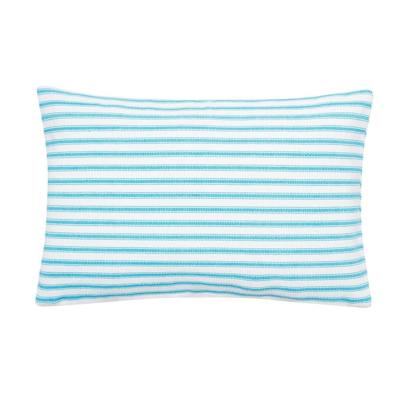 Ticking Stripe 14 x 22 Cotton Pillow - Turquoise