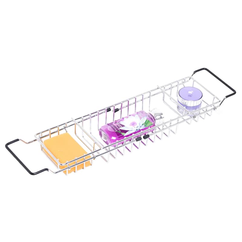 Expandable Metal Bathtub Caddy With, Rubber Handles - N/A