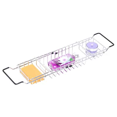 Expandable Metal Bathtub Caddy With, Rubber Handles