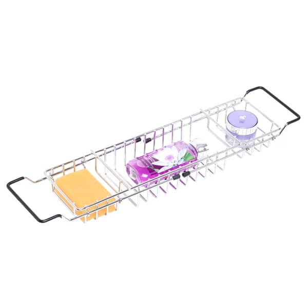 1PC Expandable Bath Shelf Caddy for Bathtubs, Plastic Shower and