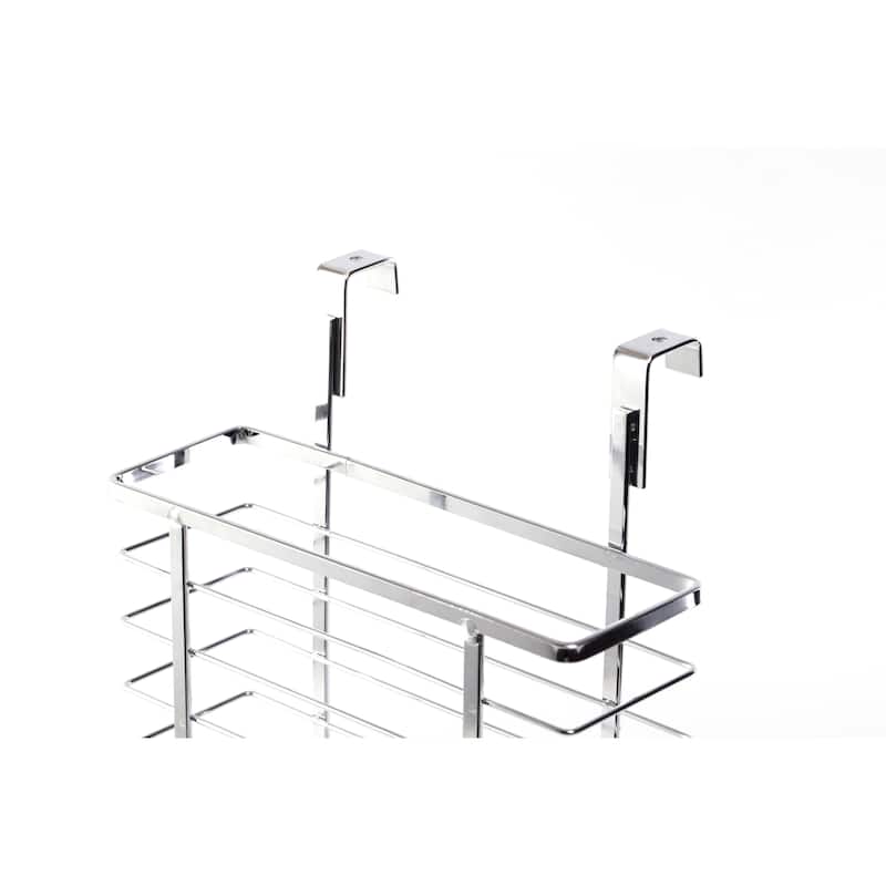 Chrome Metal Grocery Bag Holder – Multi-Functional Over-the-Cabinet and Over-the-Door Organizer for Maximizing Kitchen Storage