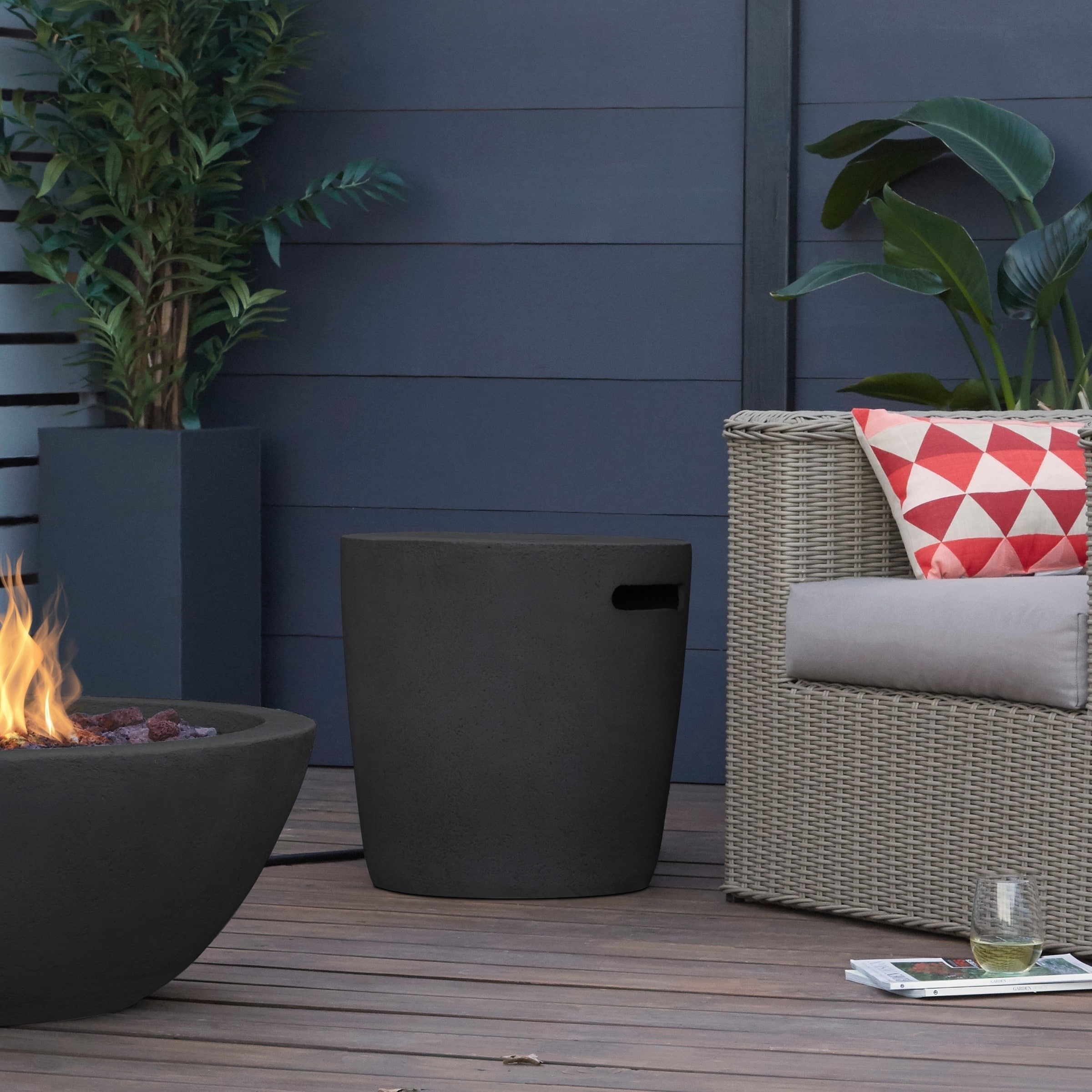 Real Flame Riverside Round Concrete Propane Tank Cover 20" - 19.5 x 19.5