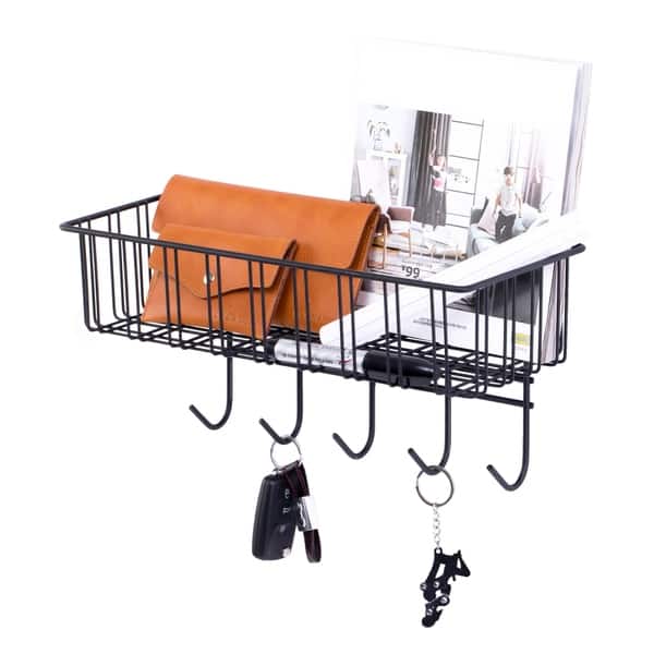 Metal Wall Mounted Entryway Organizer Rack With Hooks Overstock 28756793