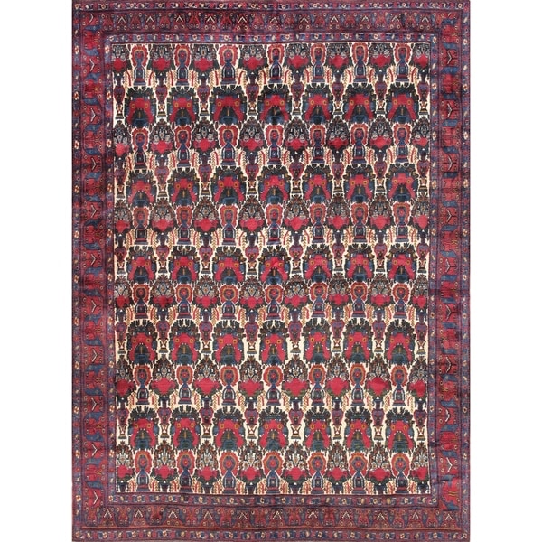 Pasargad Home Antique Bidjar Collection Hand-Knotted Wool Area Rug-8'7" X 11'8" - 8' 7" X 11' 8"