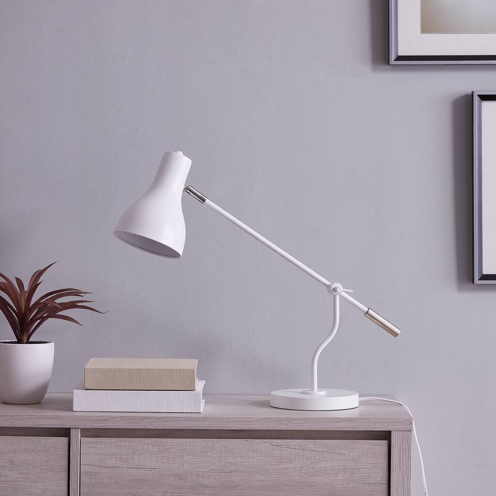 Carbon Loft Barrison Industrial White Metal Desk Lamp