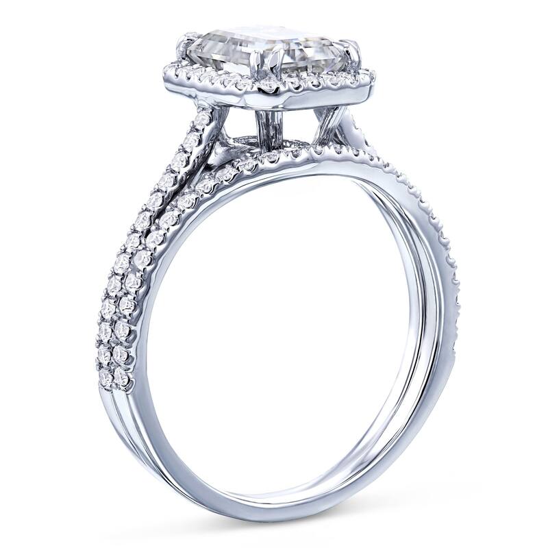 Annello by Kobelli 14k Gold 1.8ct Radiant Forever One Moissanite and 1/2ct TDW Lab Grown Diamond Halo Bridal Set (DEF/VS)