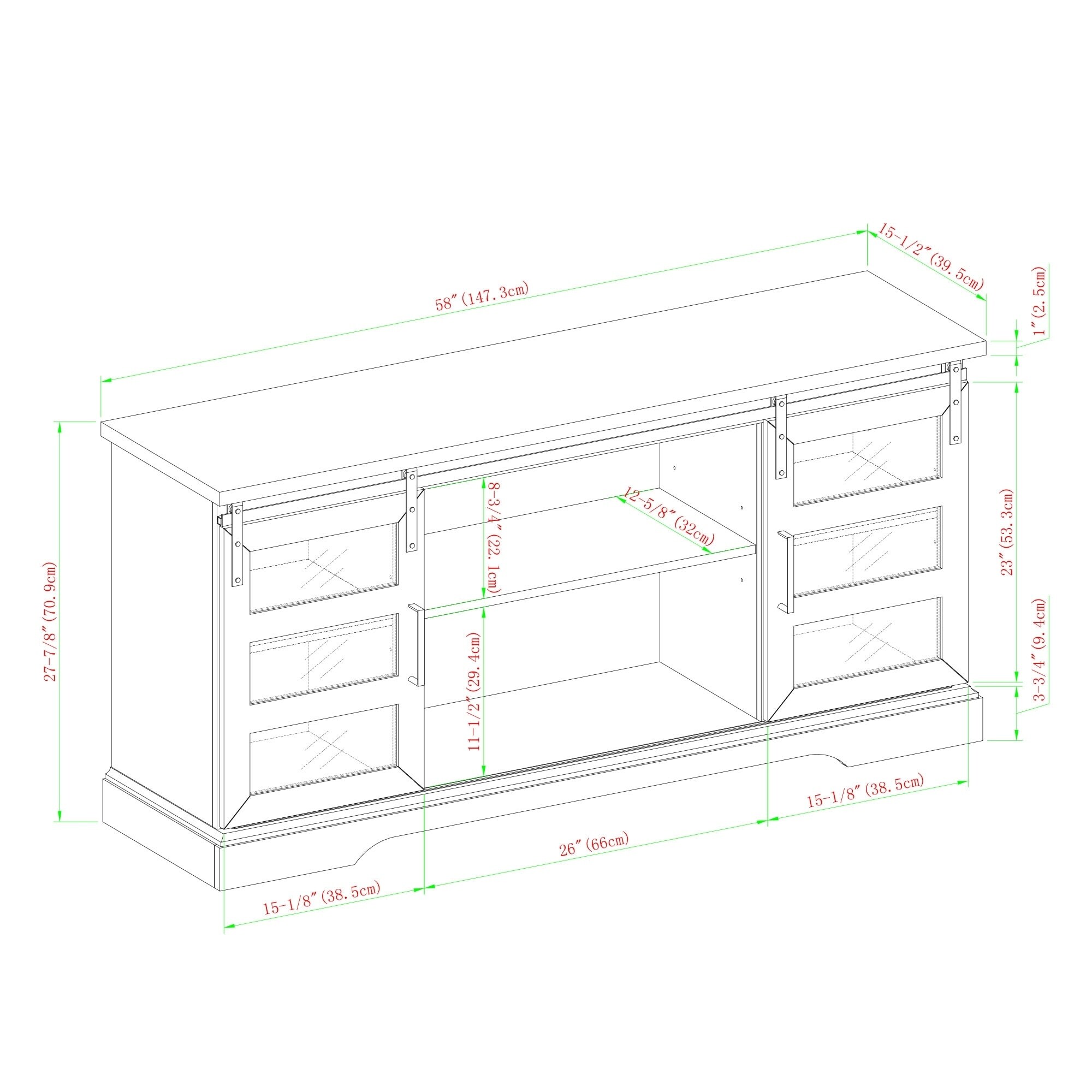 Shop The Gray Barn 58 Sliding Glass Door Tv Console 58 X 16 X