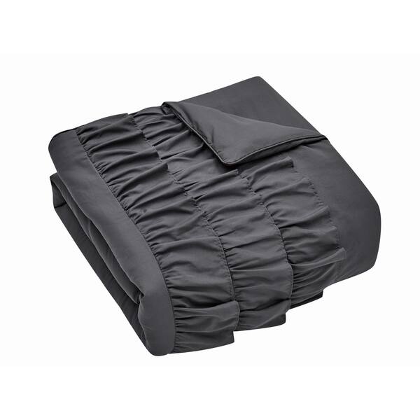 Shop Reese Solid Tiered Ruffle Comforter Set With Throw Pillows