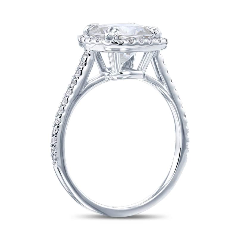 Annello by Kobelli 14k Gold 2ct Cushion Forever One Moissanite and 1/3ct TDW Lab Grown Diamond Halo Engagement Ring (DEF/VS)