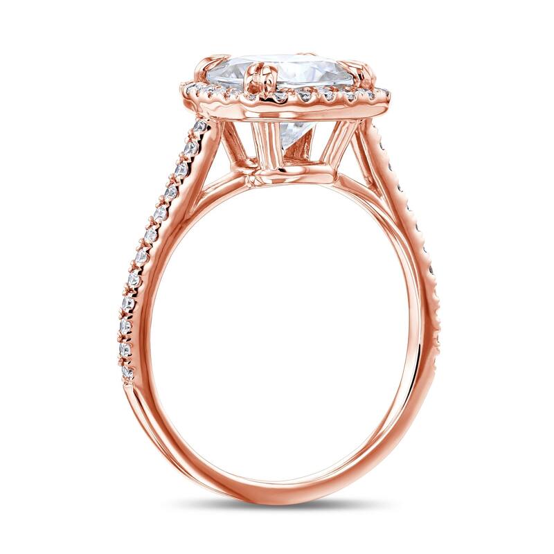 Annello by Kobelli 14k Gold 2ct Cushion Forever One Moissanite and 1/3ct TDW Lab Grown Diamond Halo Engagement Ring (DEF/VS)