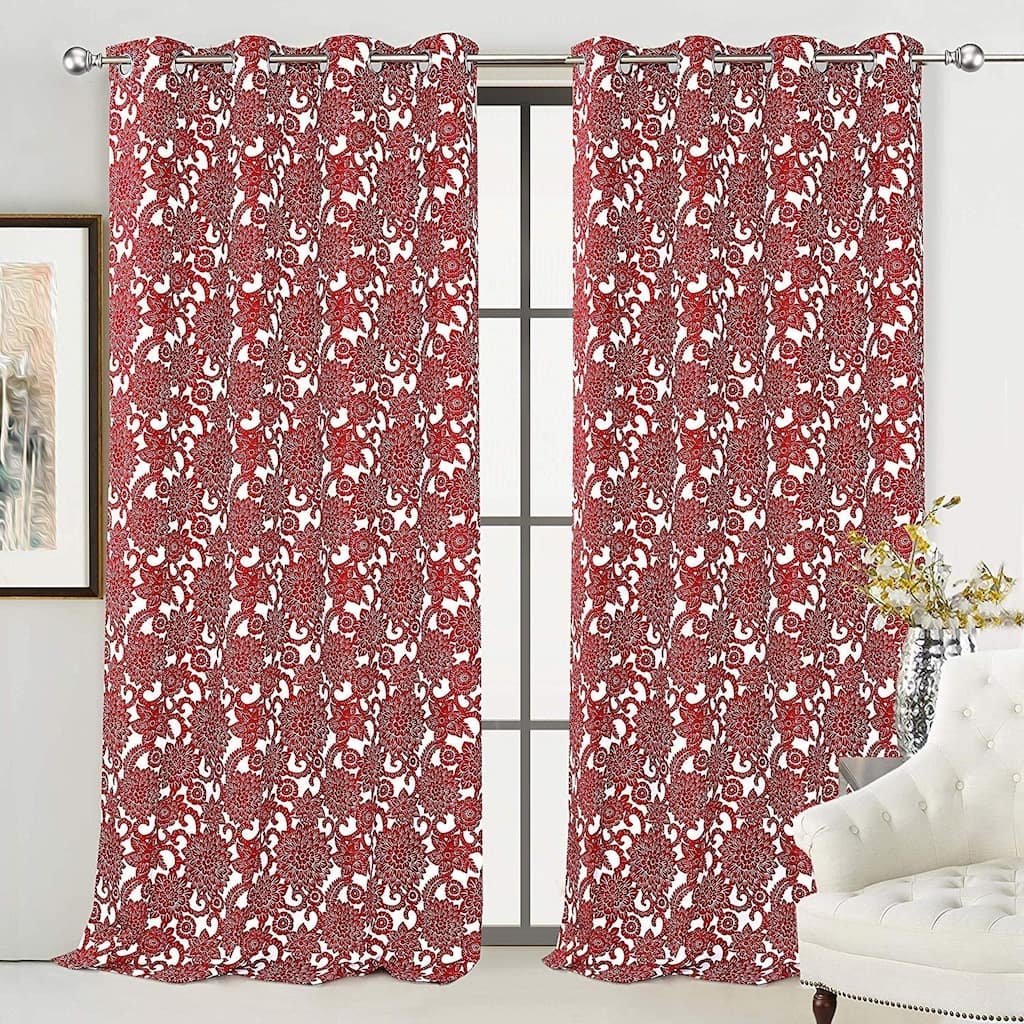 Porch & Den Fircrest Blooming Dahlia Room Darkening Thermal Window Curtains