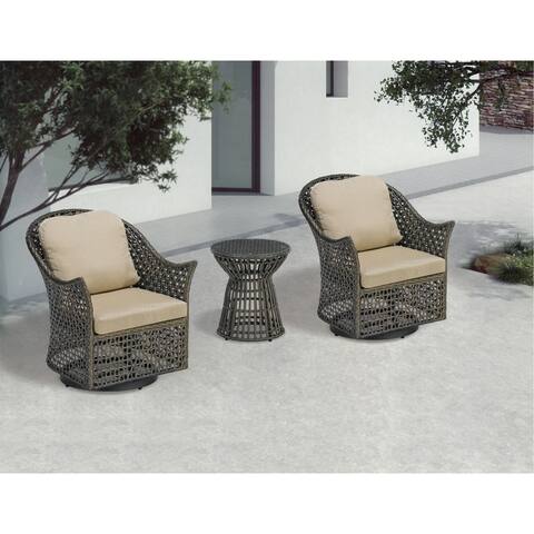 Madison Park Noella Dark Brown Wicker Outdoor Swivel Lounge Chair