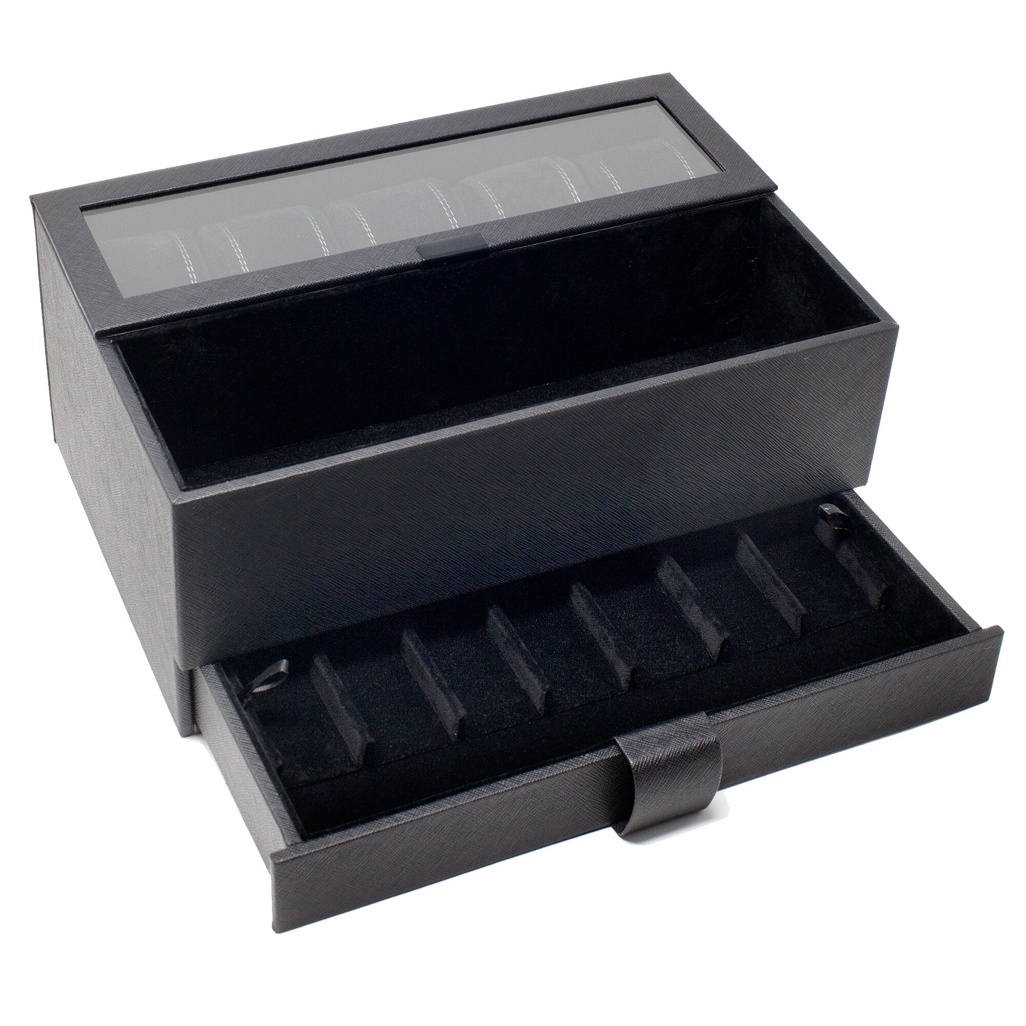 Shop Caddy Bay Collection Black Watch Box With Watch Band Case