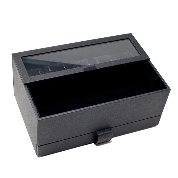 Caddy Bay Collection Black Watch Box with Watch Band Case - N/A
