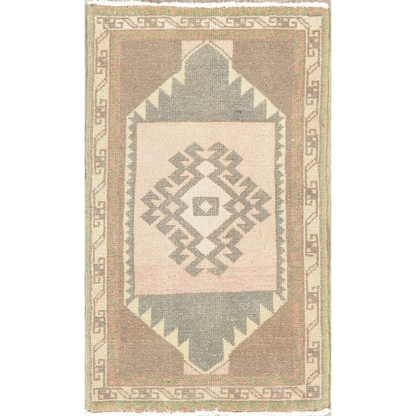 Oriental Vintage Tribal Traditional Hand Knotted Turkish Area Rug - 2'7''x 1'6''