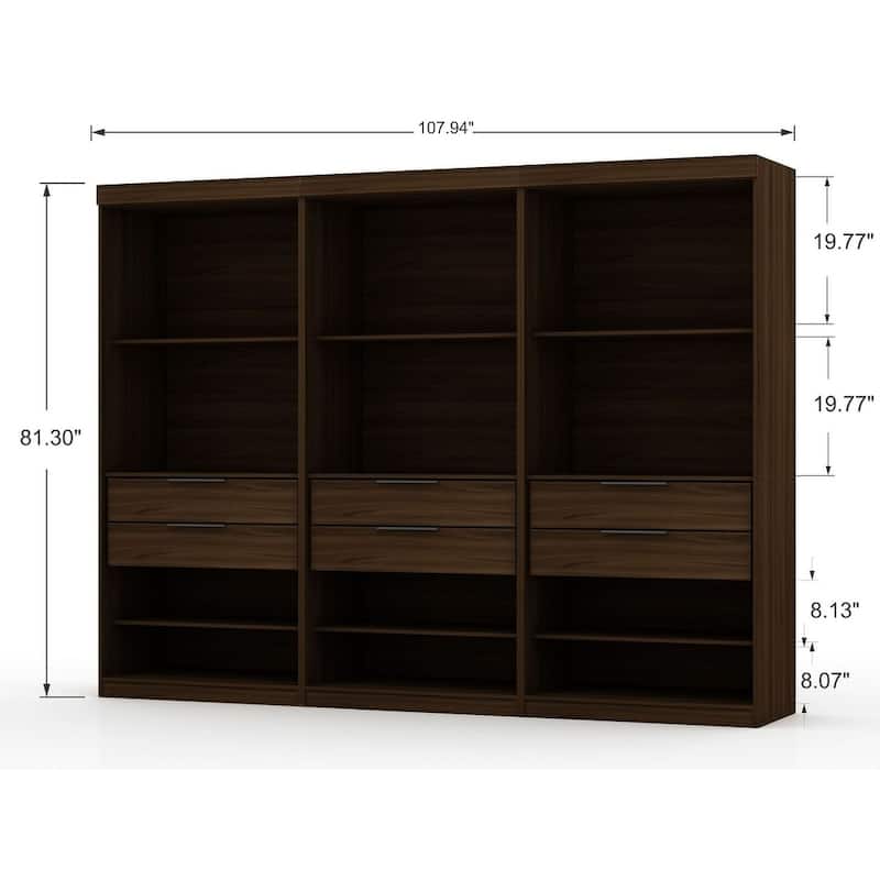 Mulberry Open 3 Sectional Modem Wardrobe Closet with 6 Drawers