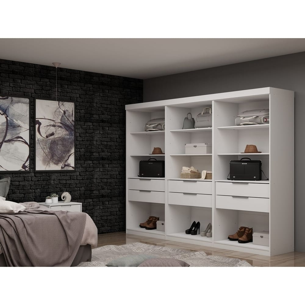 Mulberry Open 3 Sectional Modem Wardrobe Closet with 6 Drawers