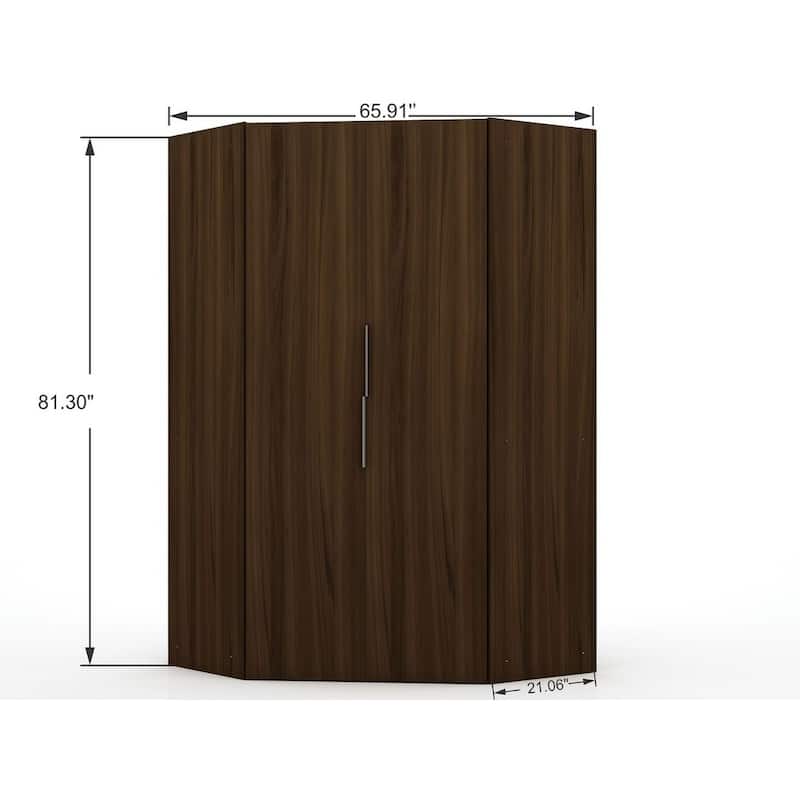 Mulberry 2.0 Modern Corner Wardrobe w/ 2 Hanging Rods