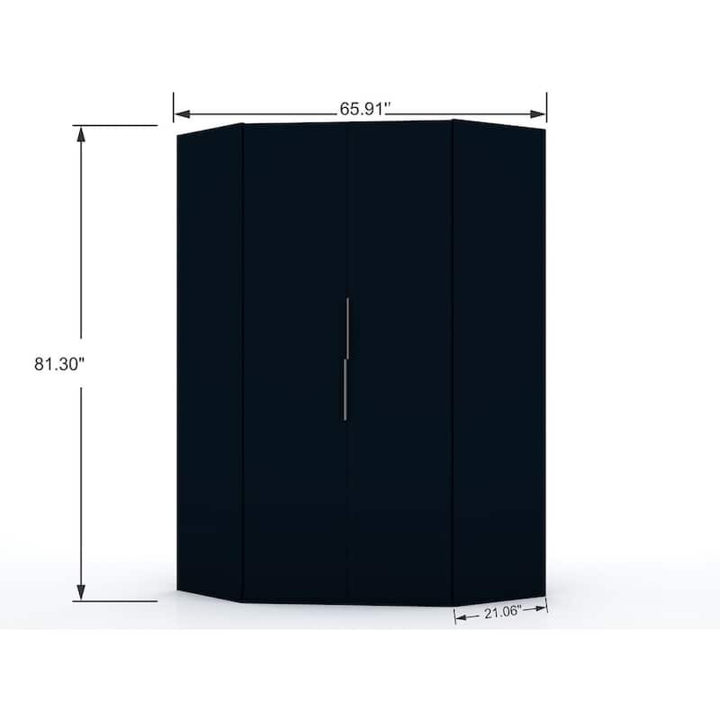 Mulberry 2.0 Modern Corner Wardrobe w/ 2 Hanging Rods