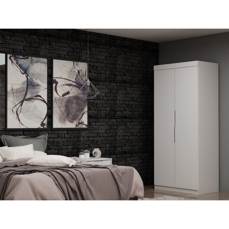 Mulberry 2.0 Sectional Modern Armoire Wardrobe Closet - White