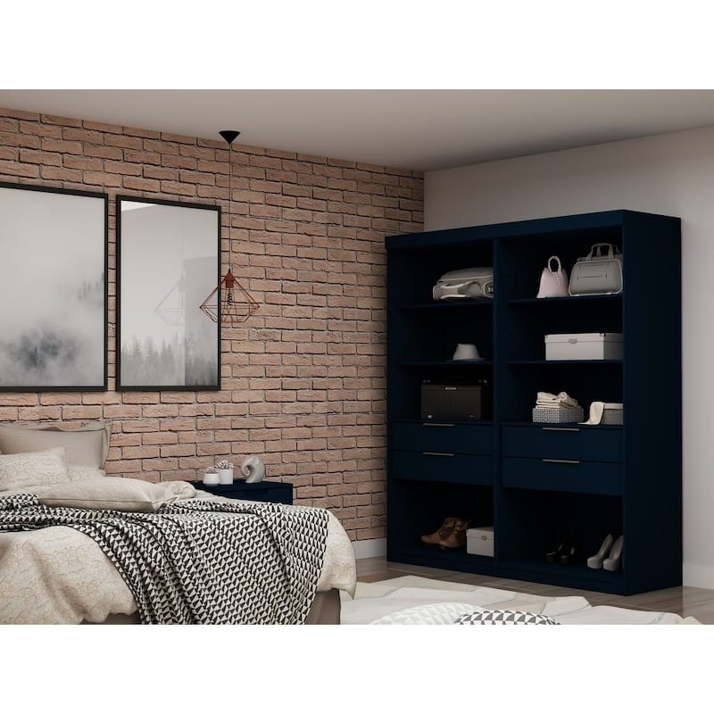 Mulberry Open 2 Sectional Modern Wardrobe Closet - Tatiana Midnight Blue