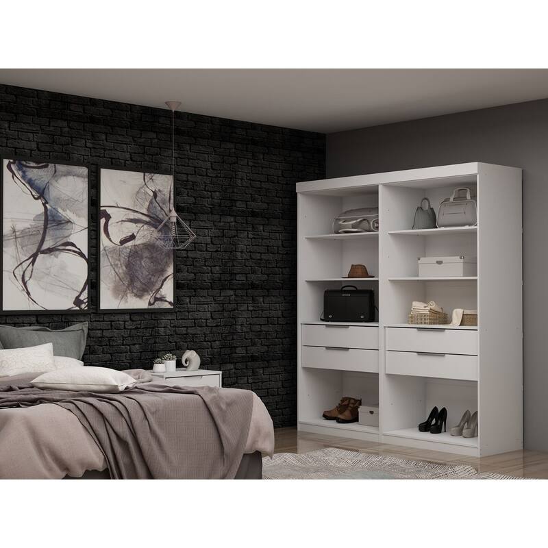 Mulberry Open 2 Sectional Modern Wardrobe Closet - White