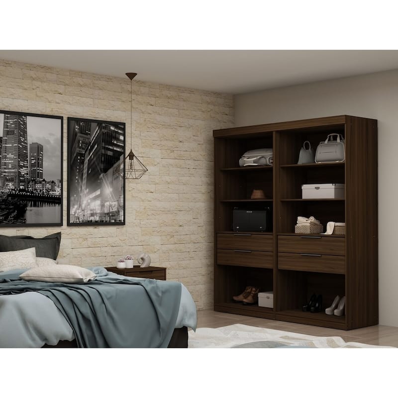 Mulberry Open 2 Sectional Modern Wardrobe Closet - Brown