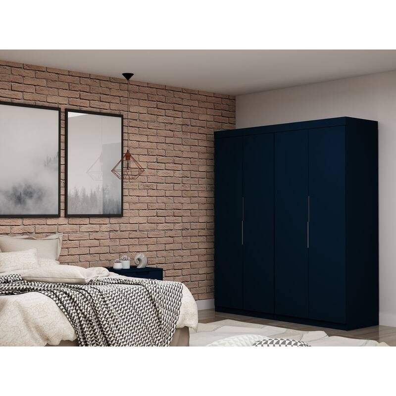 Mulberry 2 Sectional Modern Wardrobe Closet with 4 Drawers - Tatiana Midnight Blue