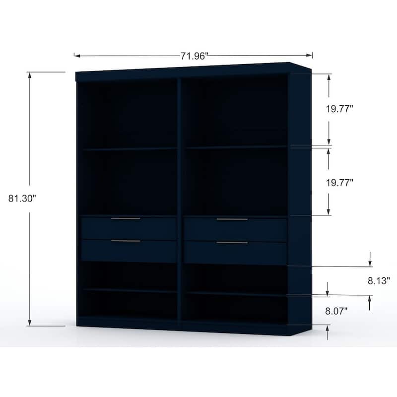 Mulberry 2 Sectional Modern Wardrobe Closet with 4 Drawers