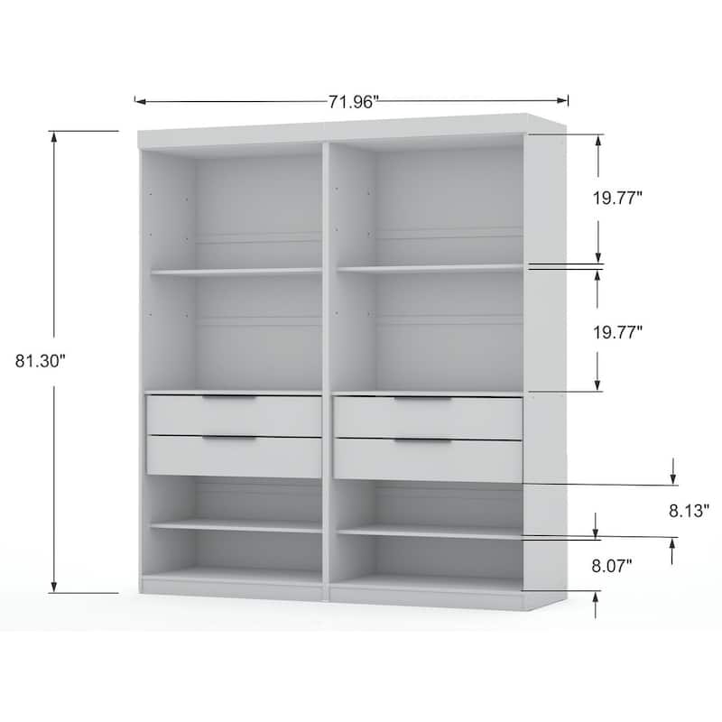 Mulberry 2 Sectional Modern Wardrobe Closet with 4 Drawers