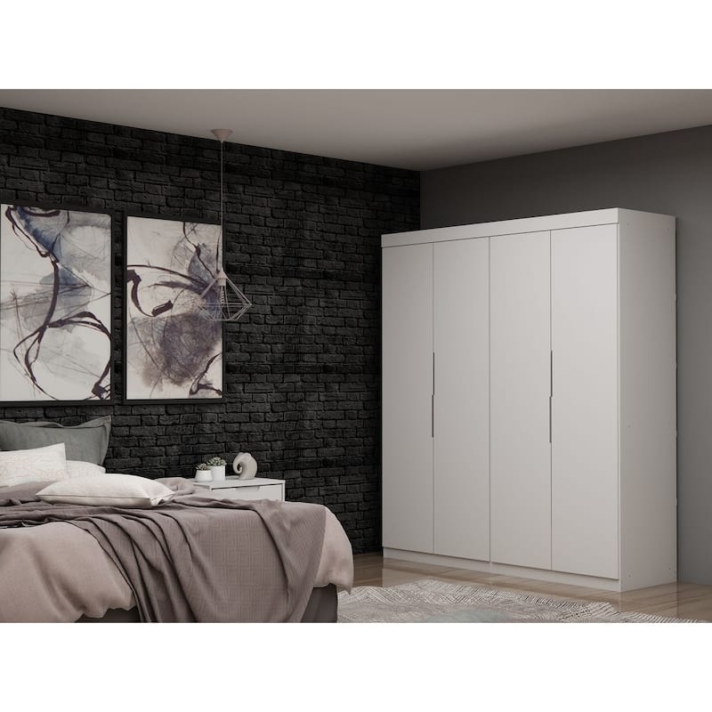 Mulberry 2 Sectional Modern Wardrobe Closet with 4 Drawers - White