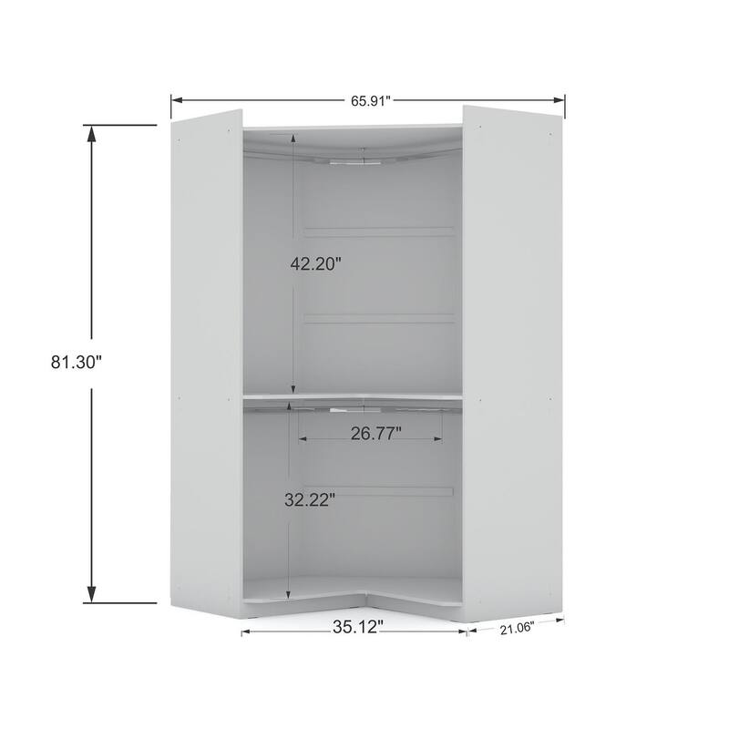 Mulberry 2.0 Semi Open 2 Sectional Modern Wardrobe Corner Closet Set of 2