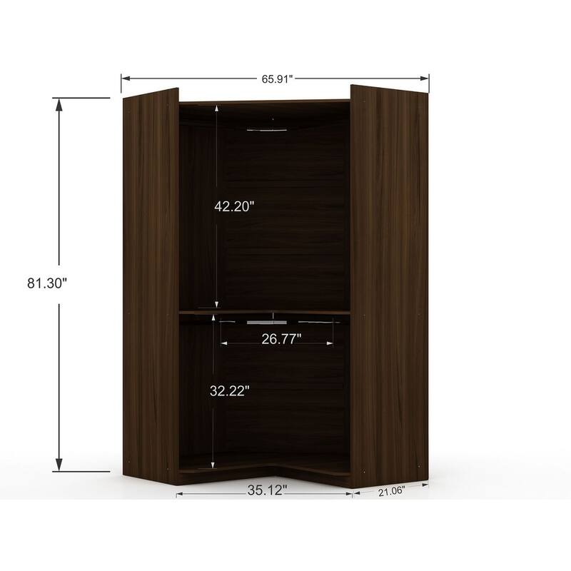 Mulberry 2.0 Semi Open 3 Sectional Modern 4 Drawer Wardrobe Corner Closet Set of 3