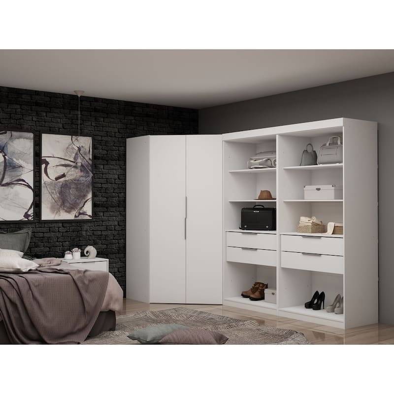 Mulberry 2.0 Semi Open 3 Sectional Modern 4 Drawer Wardrobe Corner Closet Set of 3