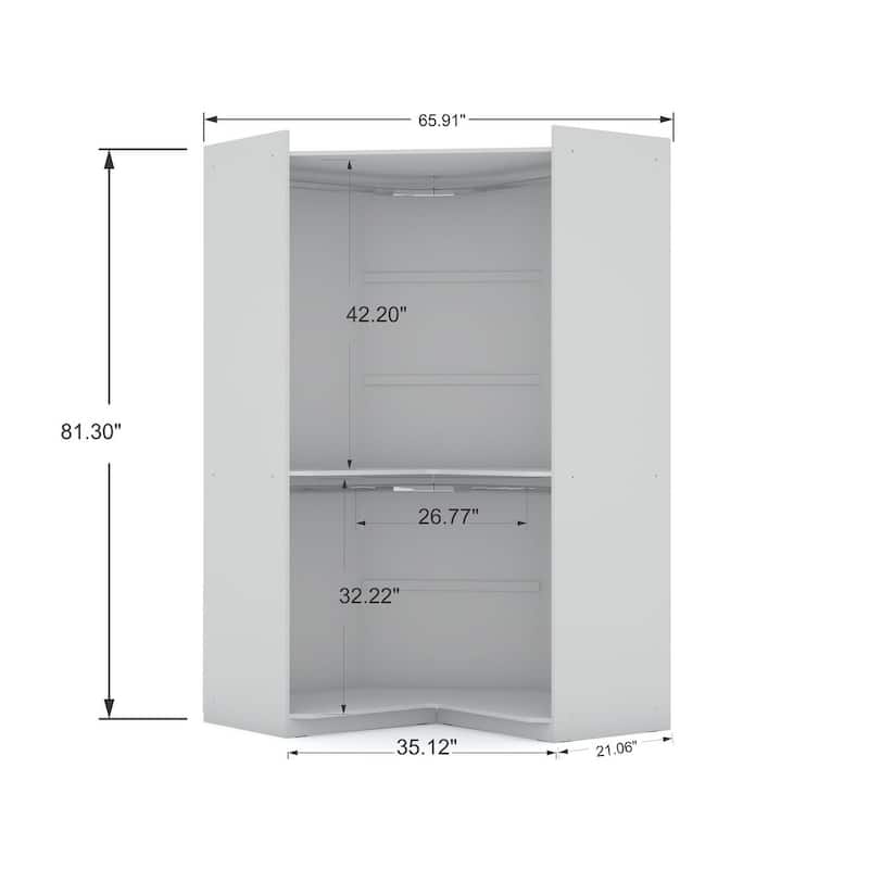 Mulberry 2.0 Semi Open 3 Sectional Modern 4 Drawer Wardrobe Corner Closet Set of 3