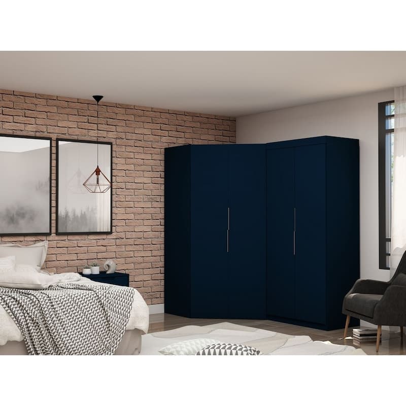 Mulberry 3.0 Sectional Modern Corner Wardrobe Closet Set of 2 - Tatiana Midnight Blue