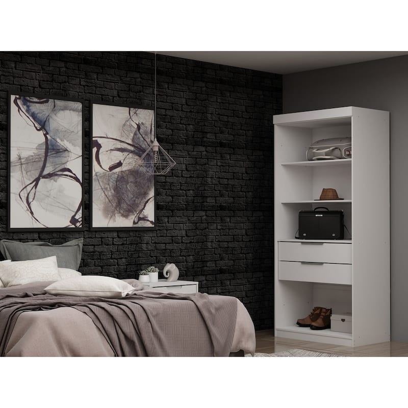Mulberry Open 1 Sectional Modern Armoire Wardrobe Closet - White