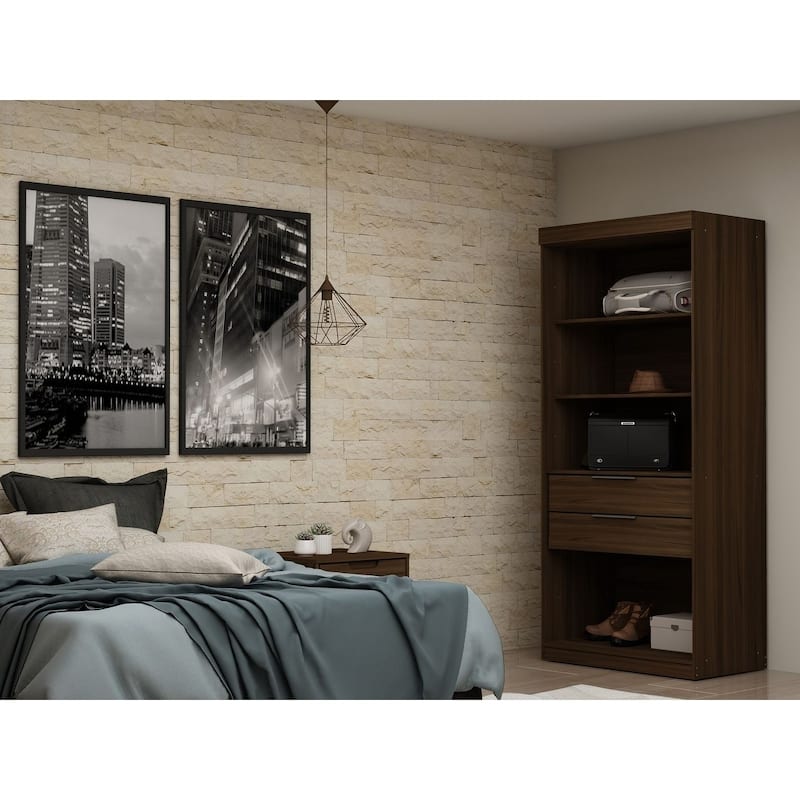 Mulberry Open 1 Sectional Modern Armoire Wardrobe Closet - Brown