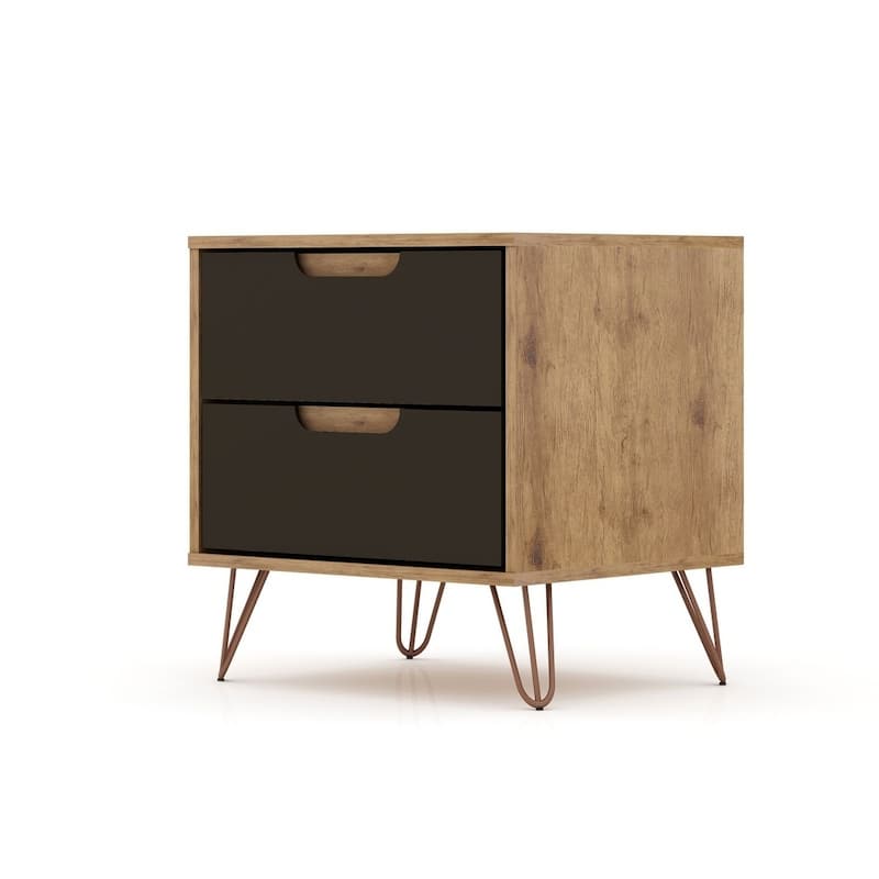 Carson Carrington Ladkolen Mid-century Modern 2 Drawer Wood Nightstand - Nature and Textured Grey