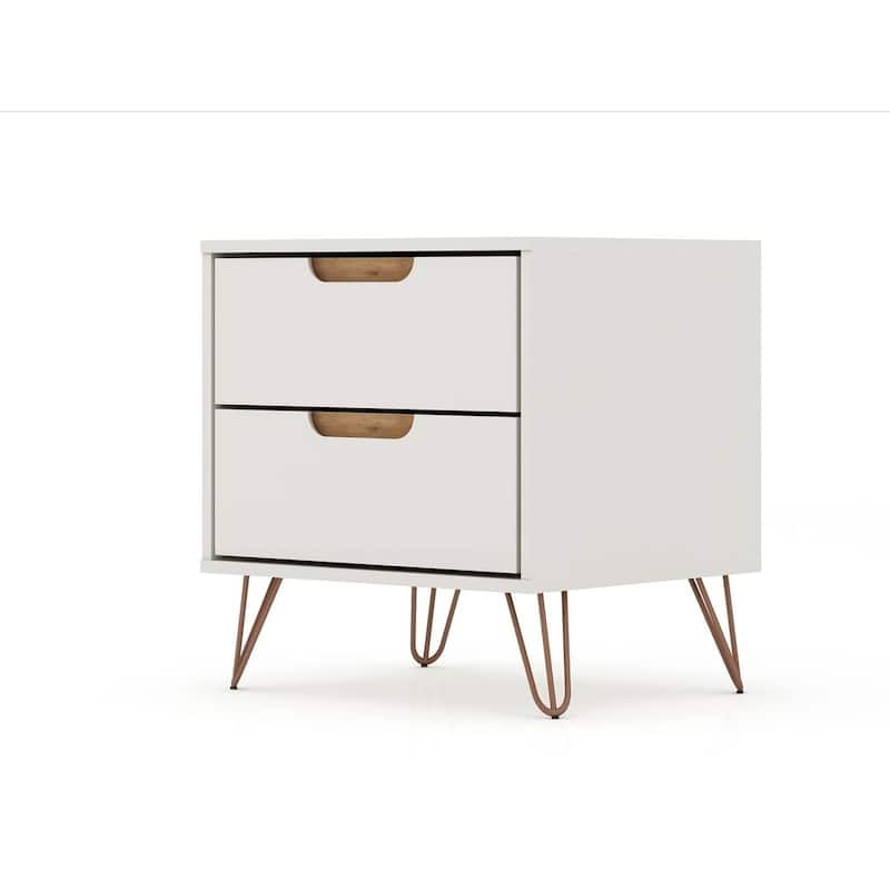 Carson Carrington Ladkolen Mid-century Modern 2 Drawer Wood Nightstand - Off White and Nature