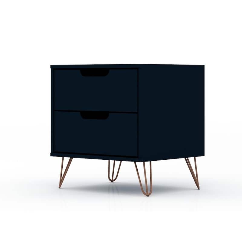 Carson Carrington Ladkolen Mid-century Modern 2 Drawer Wood Nightstand - Tatiana Midnight Blue
